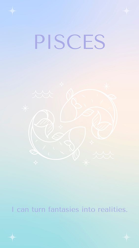 Pastel gradient Instagram story template, Pisces sign, astrology reading vector
