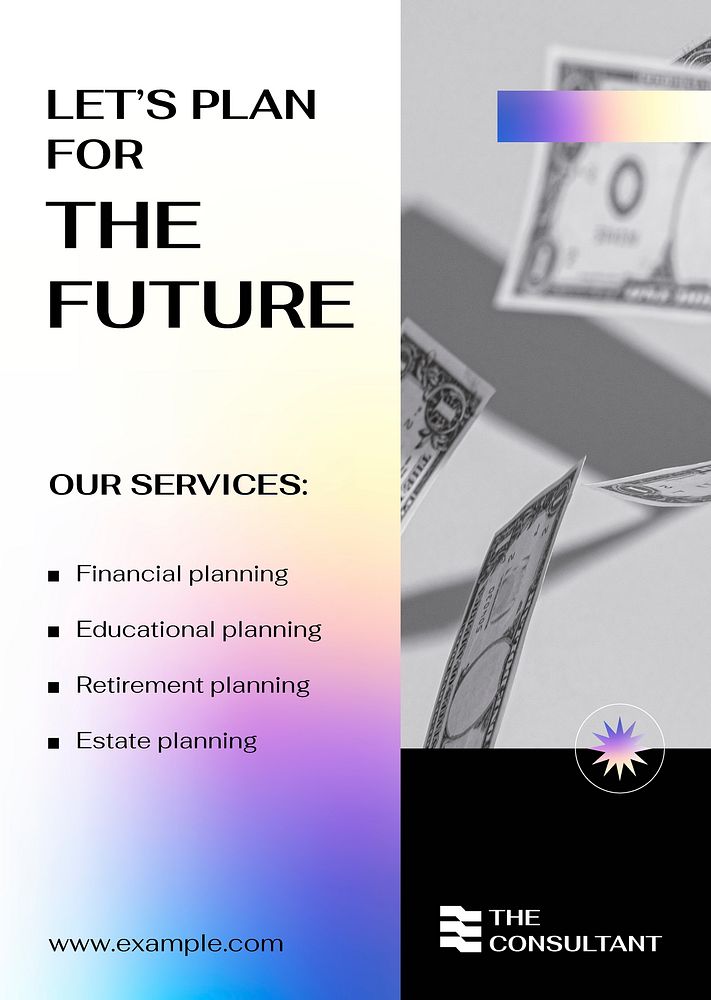 Financial planning poster template, tax advisor service psd