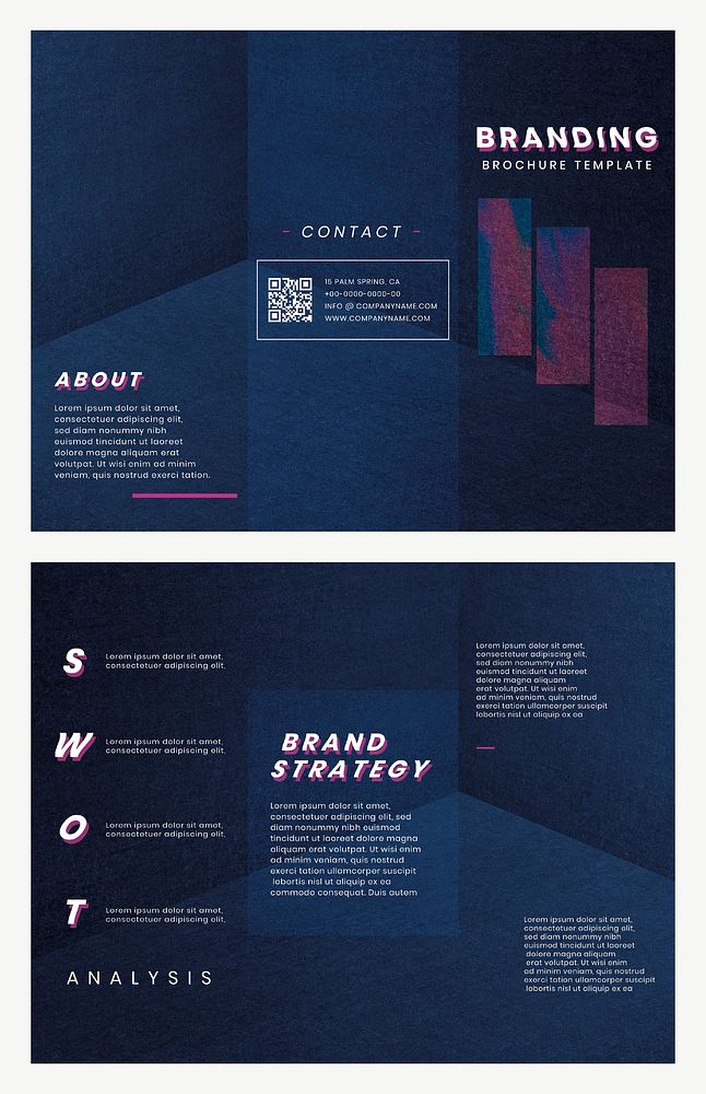 Tri-fold brochure template vector for branding modern style set