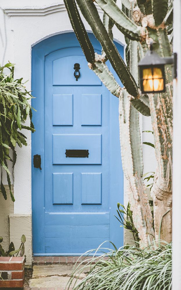 Sky blue door of a house. Original public domain image from Wikimedia Commons