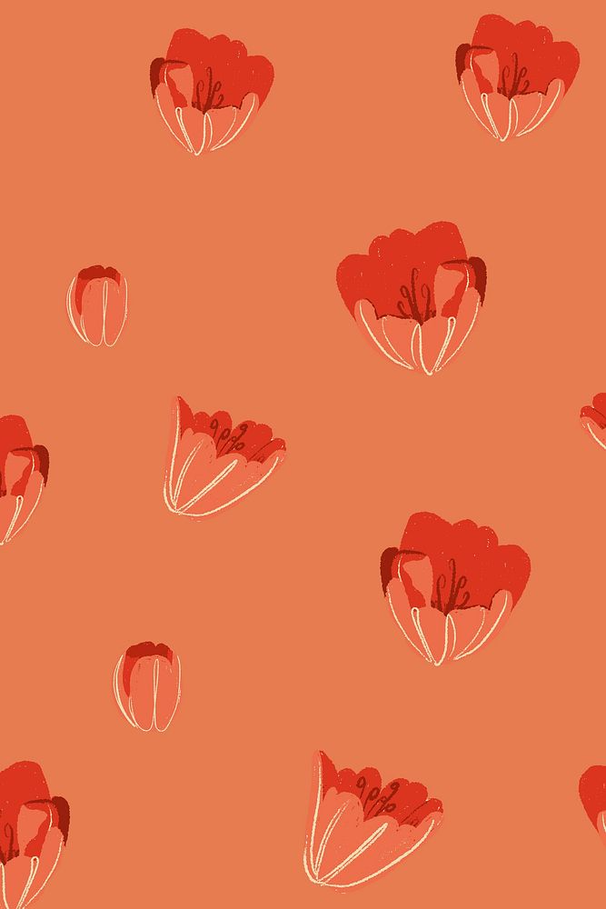 Red tulip floral pattern vector background