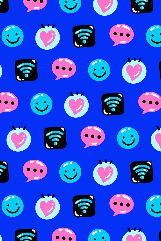 Funky icon pattern psd in blue and pink