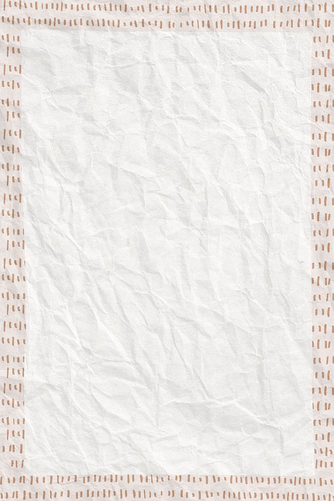 Brown frame psd in dashed line pattern on crumpled paper background