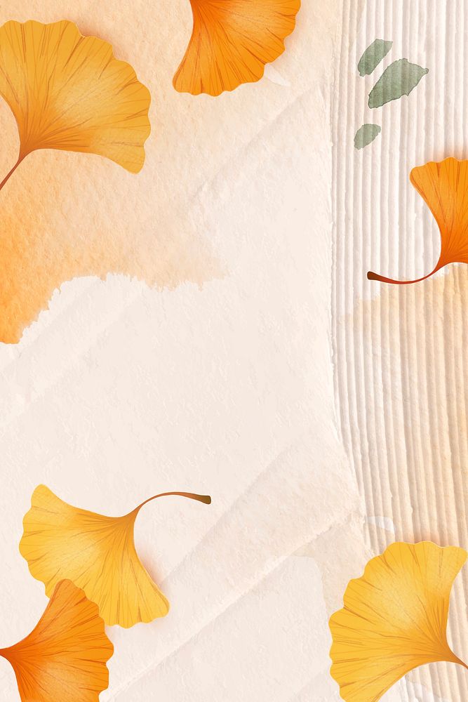 Autumn season background psd with ginkgo leaves