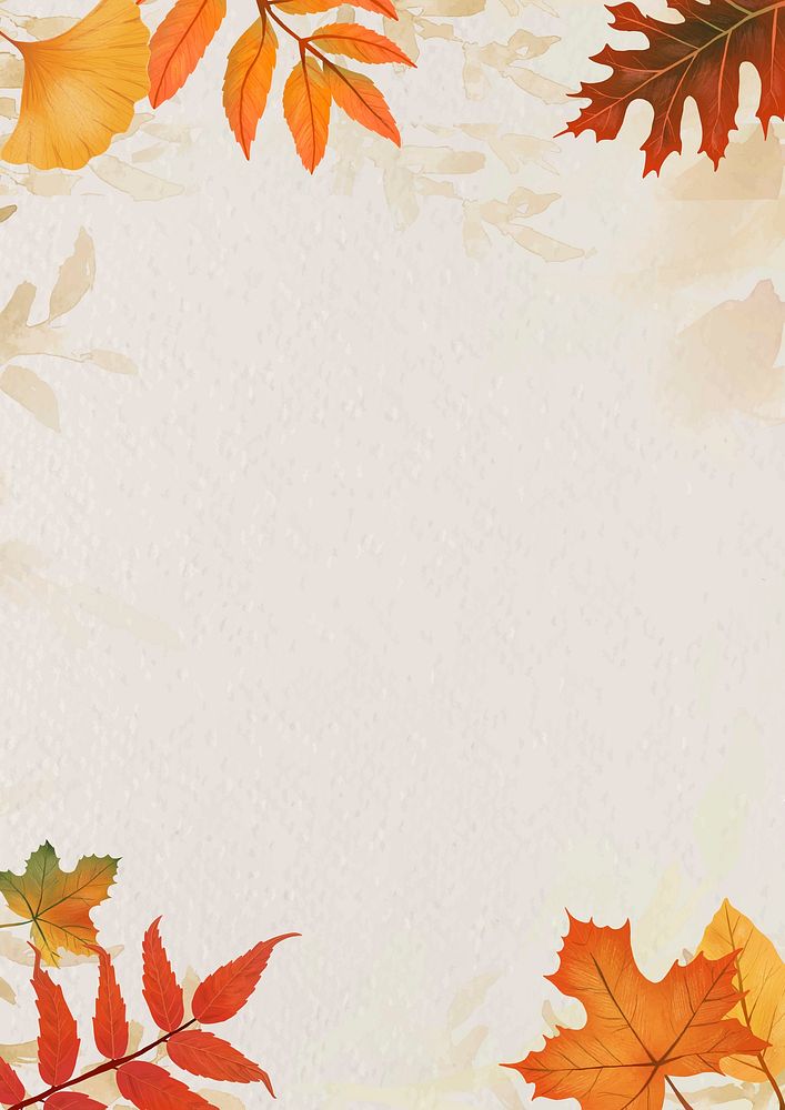 Fall leaves beige background vector