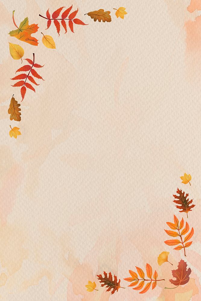 Fall leaves frame psd on beige background