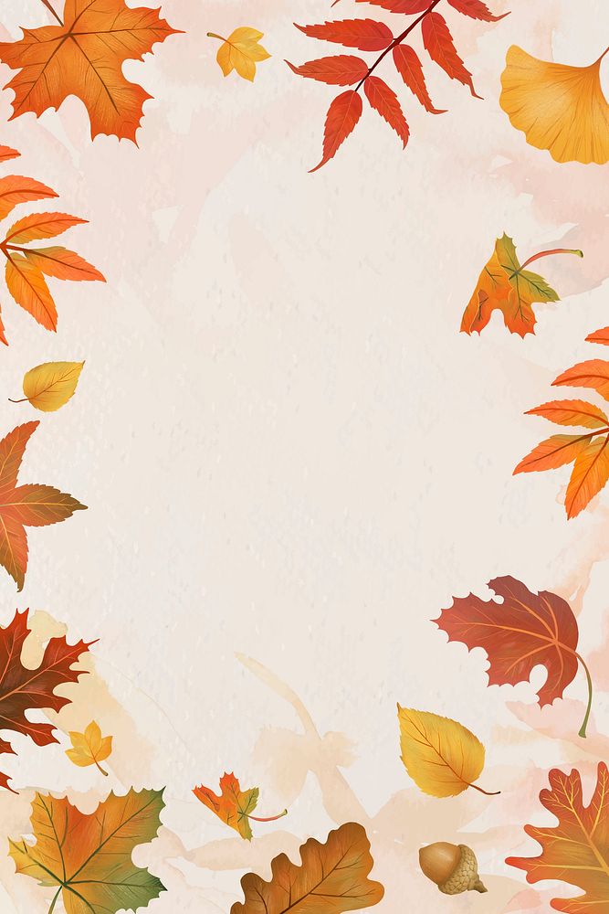 Fall leaves beige background vector