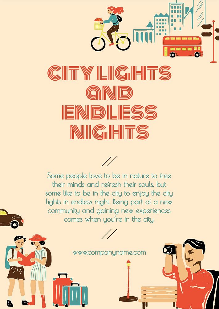 City tour travel template vector for marketing agencies ad poster