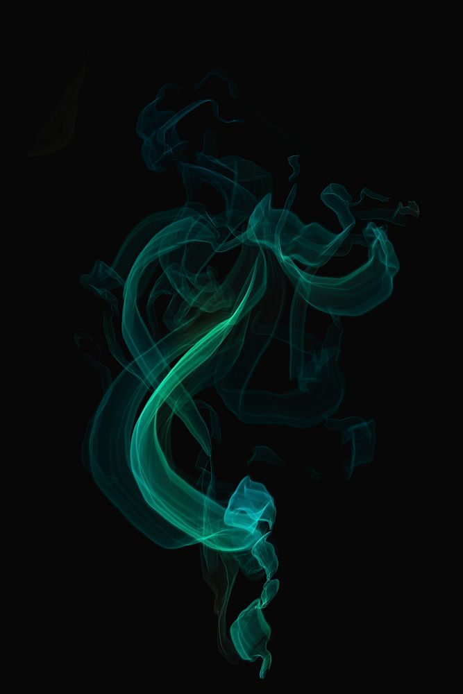 Green smoke element psd in black background