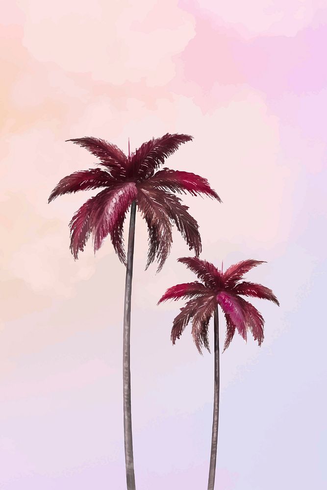 Aesthetic background vector with palm tree