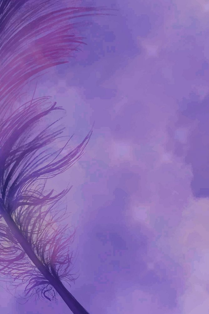 Realistic feather vector on purple background