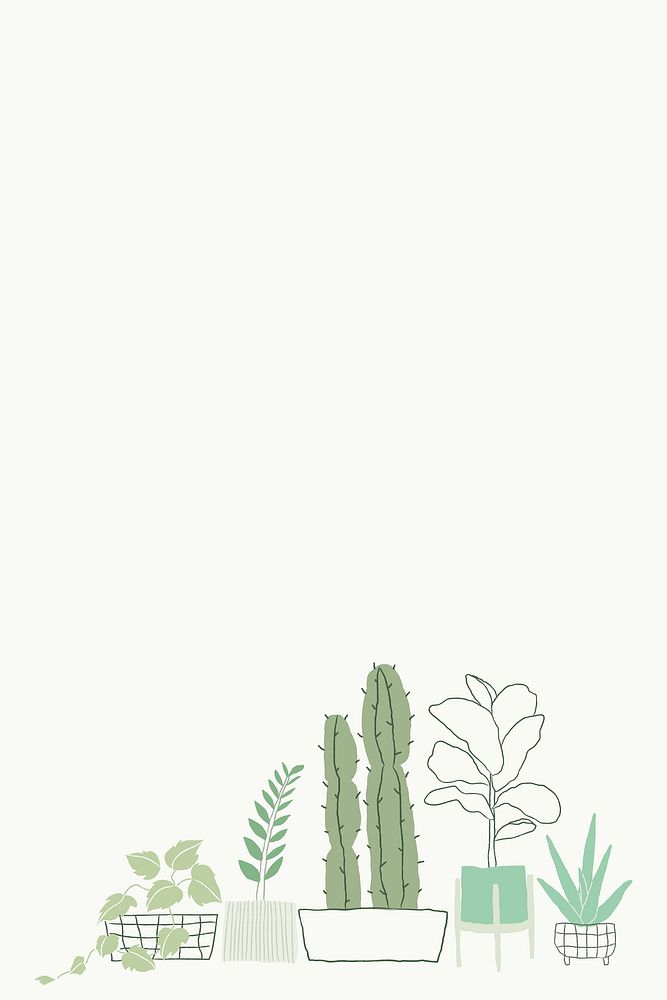 Green houseplant doodle vector with blank space