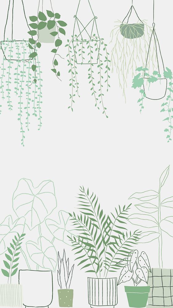 Houseplants frame psd background with blank space