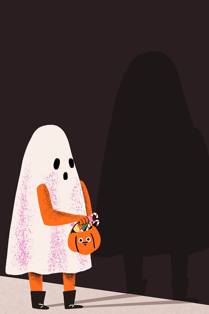 Halloween background wallpaper, trick-or-treat white ghost border