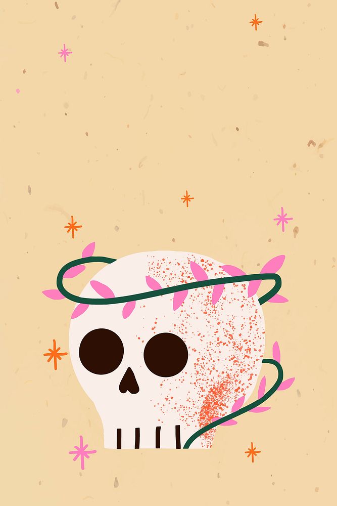 Halloween background wallpaper, spooky skull illustration