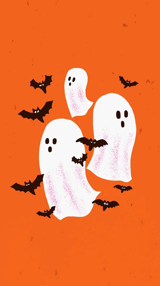 Cartoon Halloween background, cute white ghost illustration