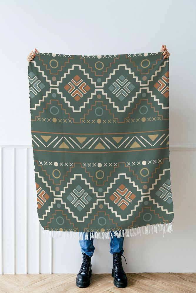 Aesthetic green tribal pattern scarf