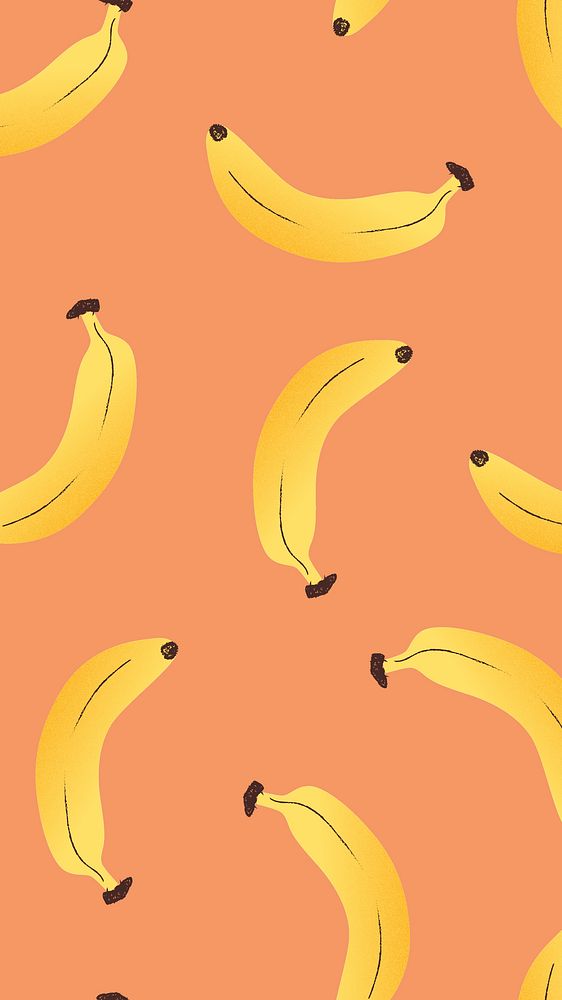 Banana mobile wallpaper, cute fruit pattern illustration psd
