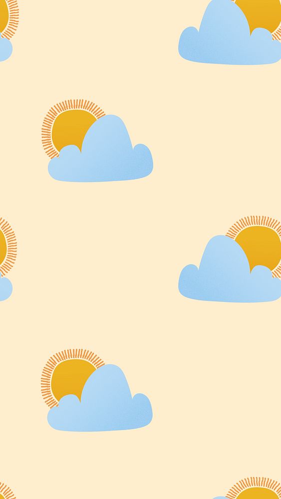 Phone wallpaper, cute sun weather pattern vector