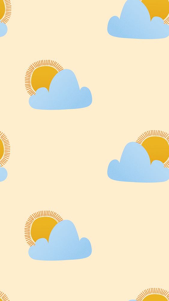Phone wallpaper, cute sun weather pattern psd