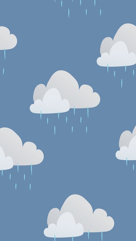 Cloud iPhone wallpaper, cute rainy weather pattern psd