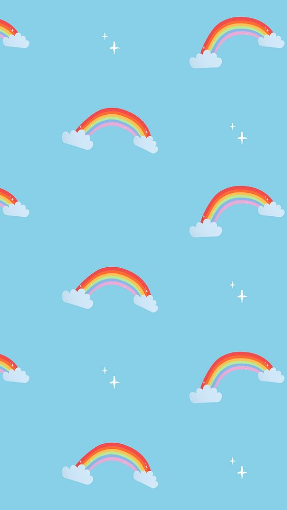 Rainbow iPhone wallpaper, weather pattern colorful illustration psd