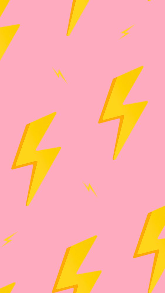 Lightning bolt phone wallpaper, cute pink pattern psd