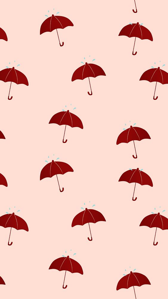 Umbrella mobile wallpaper, cute pink pattern psd