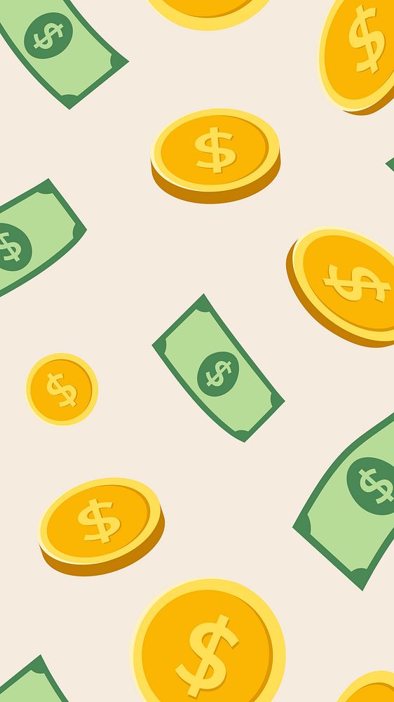 Money iPhone wallpaper, finance pattern dollar bills illustration psd
