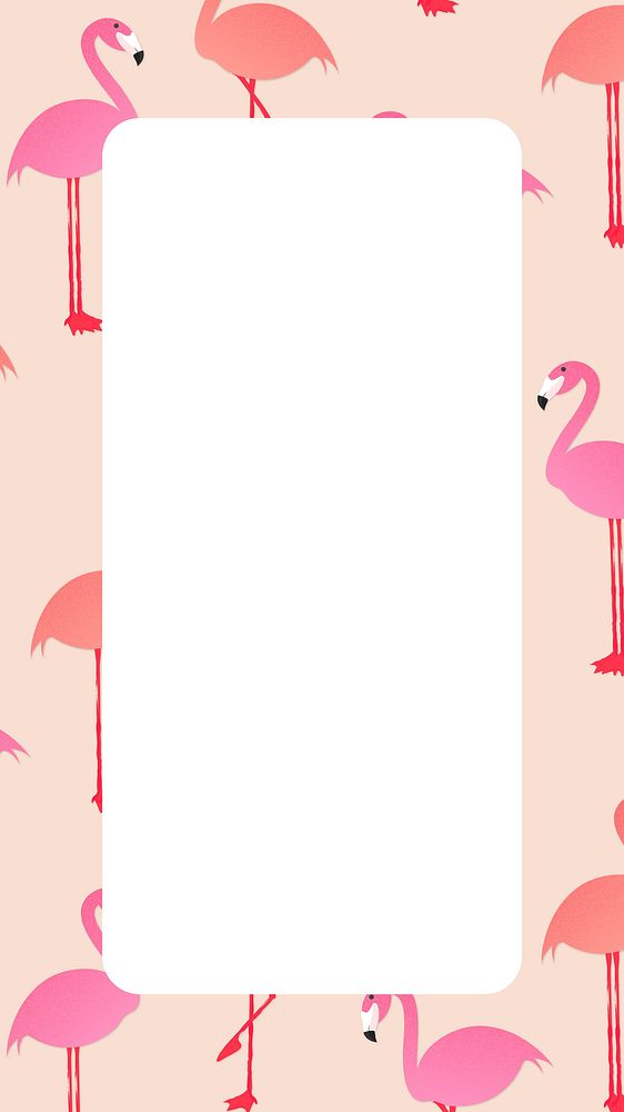 Pink flamingo pattern frame, cute animal summer psd clipart