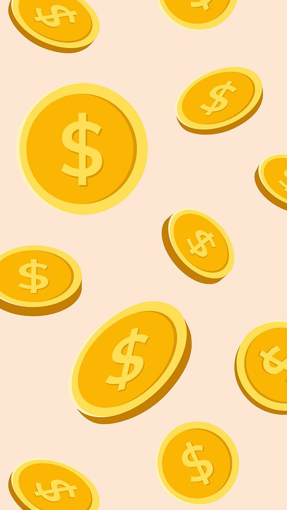 Coins iPhone wallpaper, money pattern illustration psd
