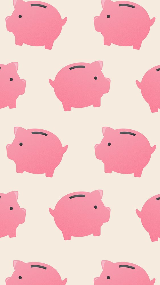Piggy bank mobile wallpaper, cute money finance illustration psd