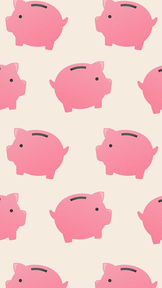 Piggy bank mobile wallpaper, cute money finance illustration vector