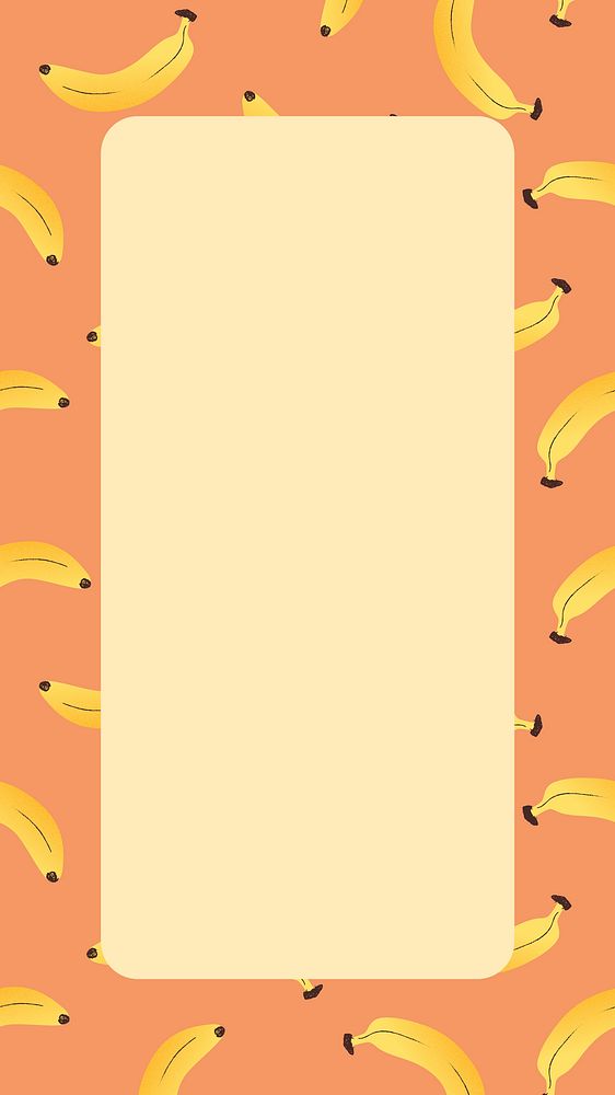 Orange banana pattern frame, rectangle | Free PSD - rawpixel