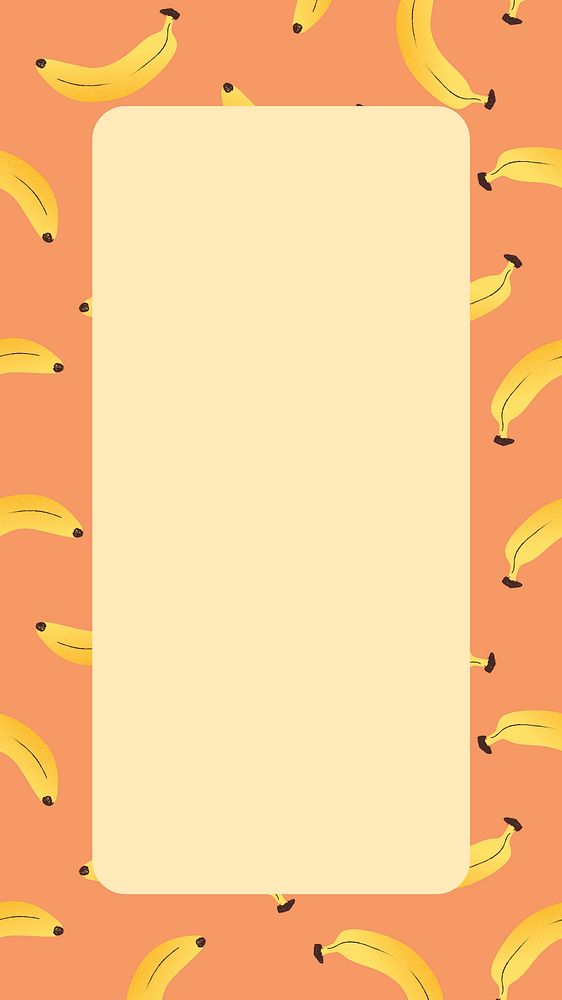 Orange banana pattern frame, rectangle shape fruit vector clipart