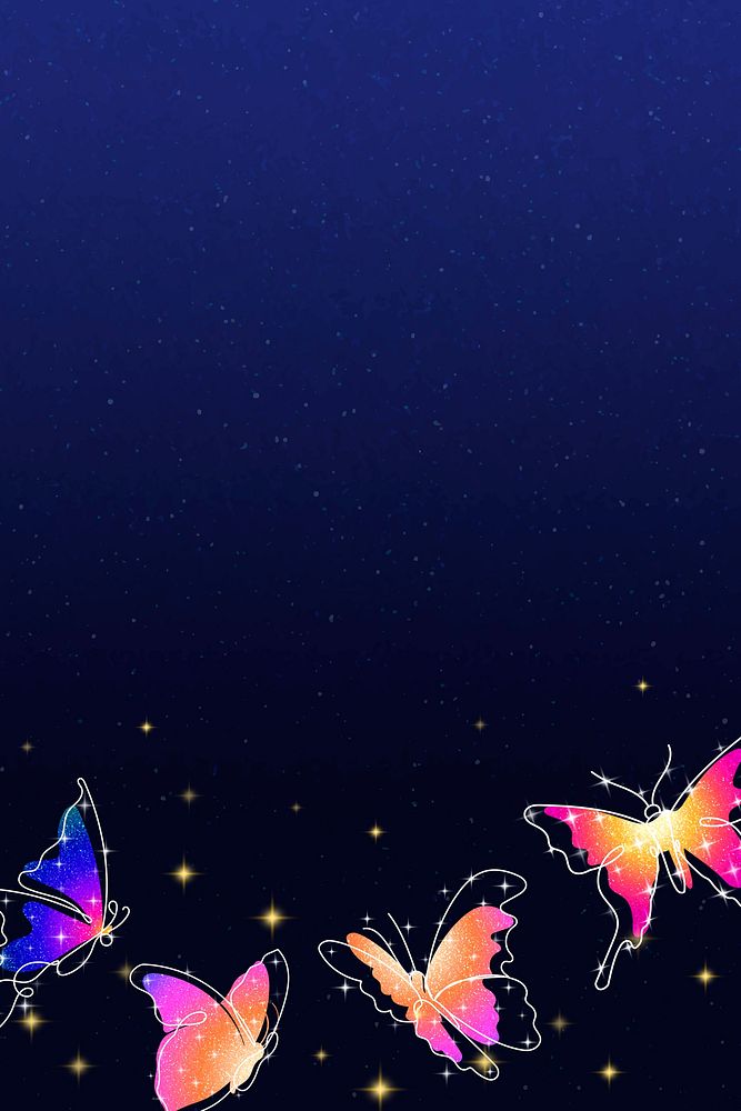 Sparkly butterfly background, aesthetic violet border, psd animal illustration