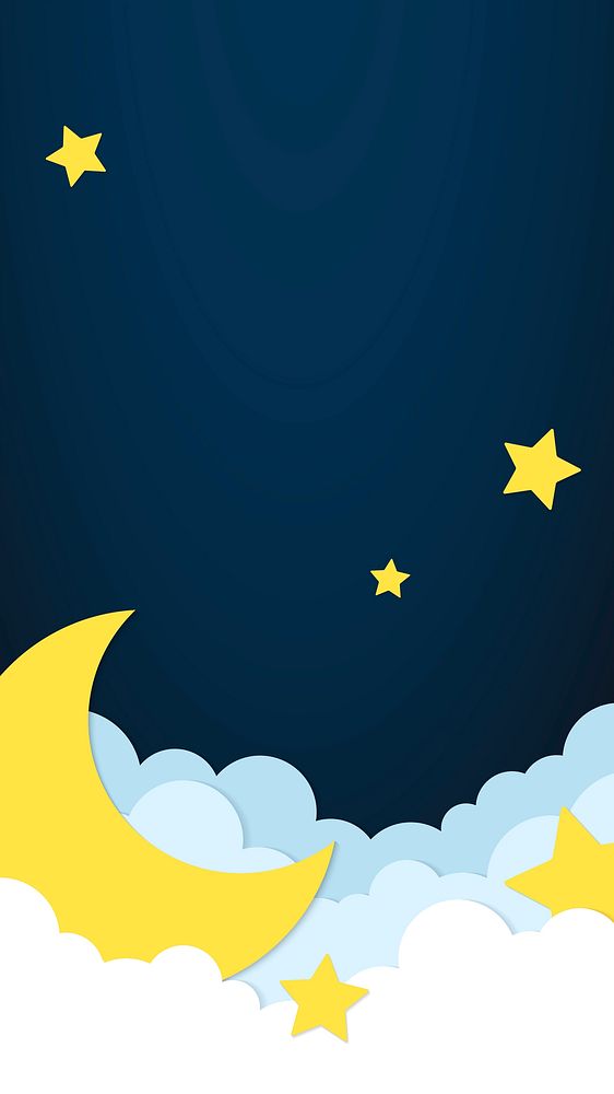 Night sky iPhone wallpaper, cute mobile background with paper cut illustration vector