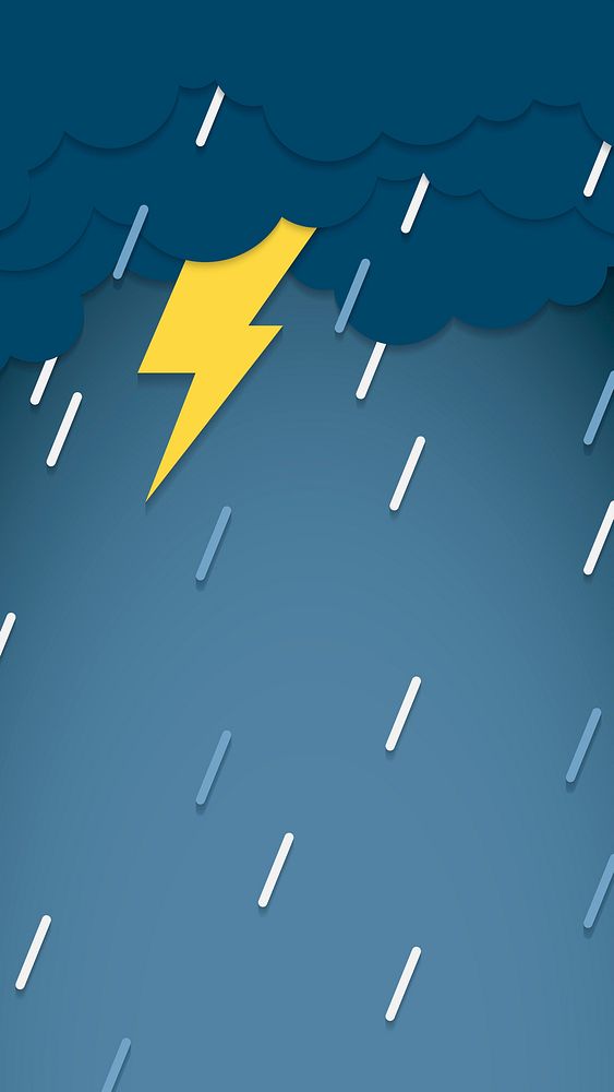 Lightning iPhone wallpaper, cute mobile background with paper cut illustration vector