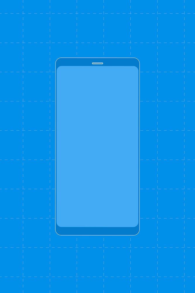 Blue phone, digital device psd illustration