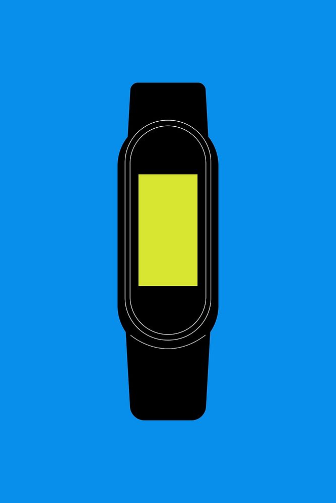 Black smartwatch, blank rectangle green screen, health tracker device psd illustration
