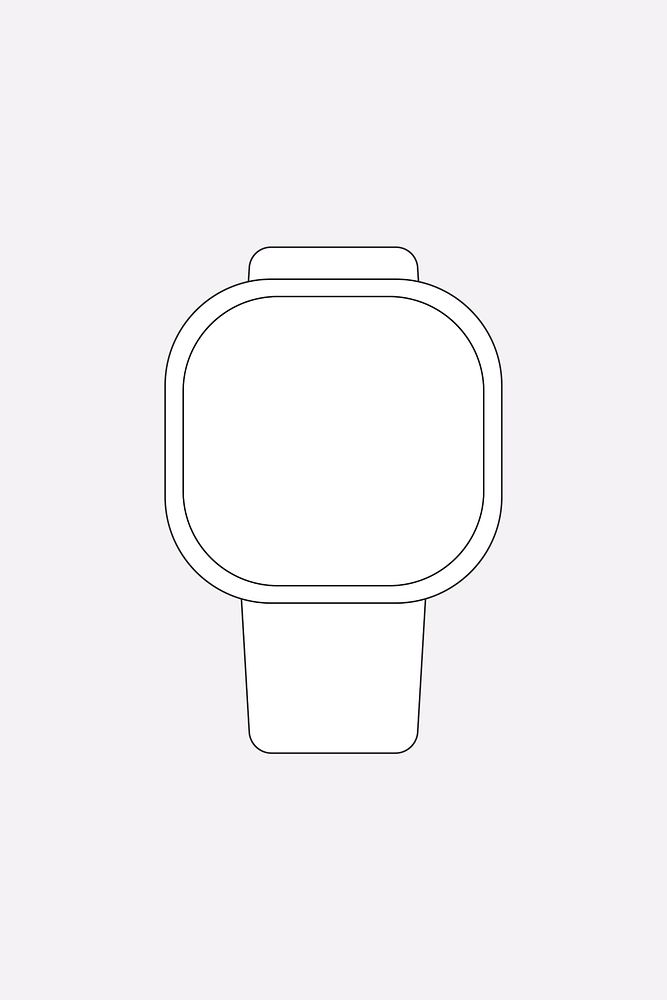 Smartwatch outline, health tracker device psd illustration