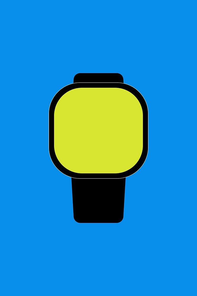 Black smartwatch, blank square green screen, health tracker device psd illustration