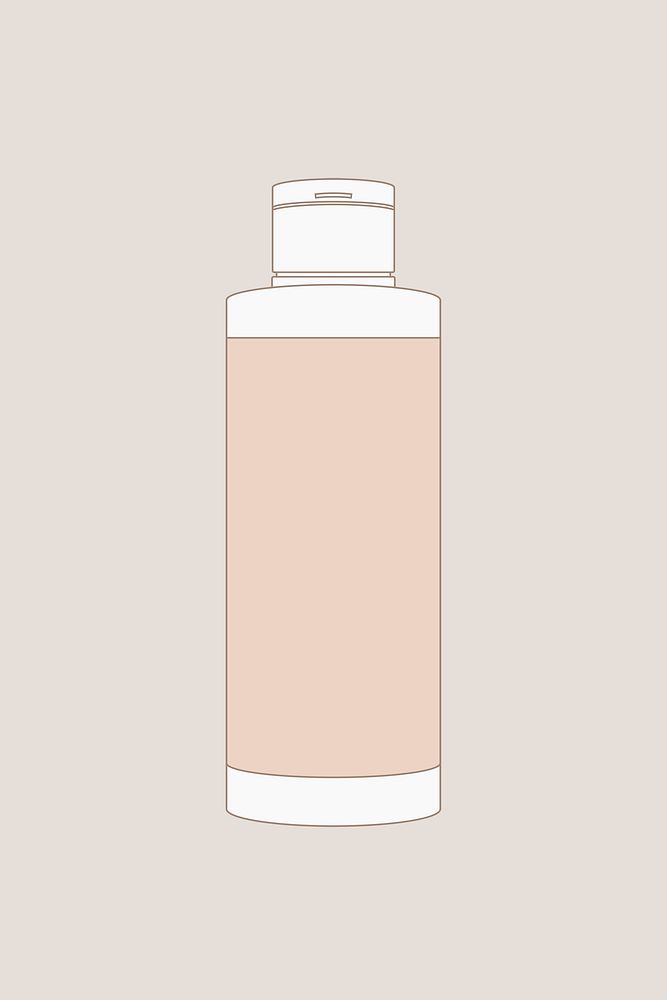 Skincare bottle outline, beauty product packaging psd illustration