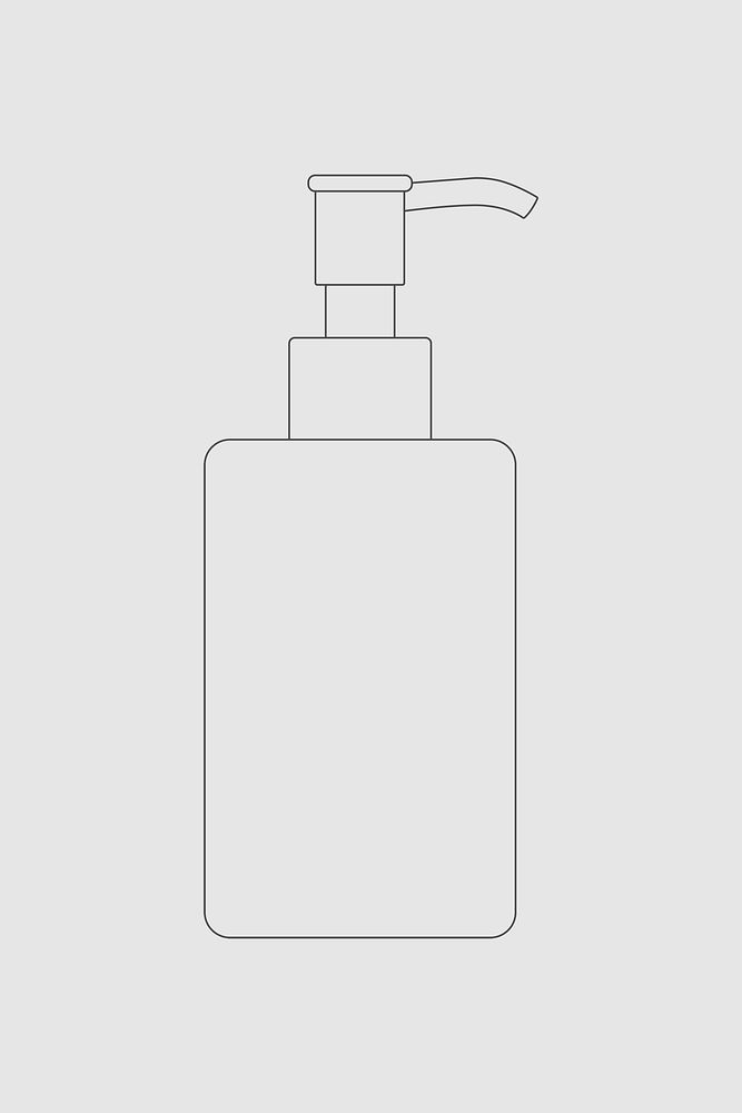 Skincare pump bottle outline, beauty product packaging psd illustration