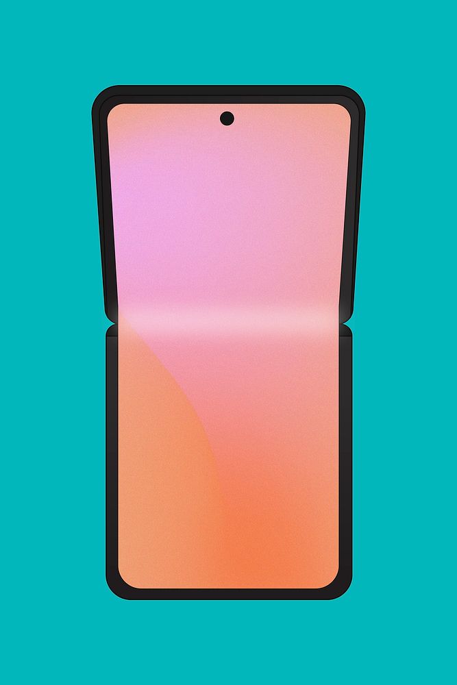 Foldable phone, blank screen, flip phone vector illustration