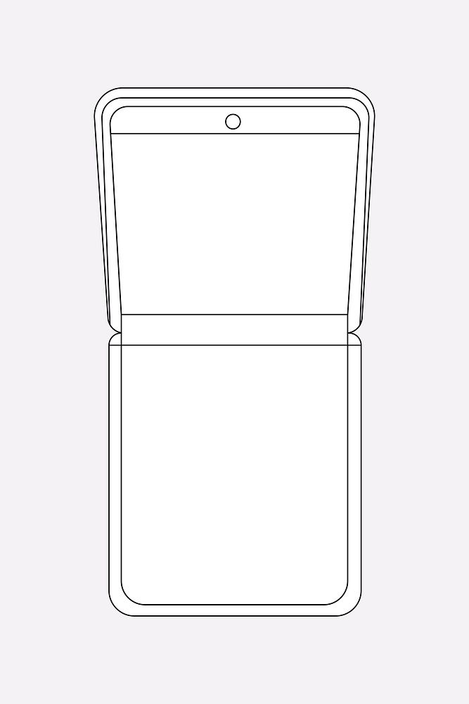 SAMSUNG Galaxy Z Flip outline blank screen, flip phone psd illustration