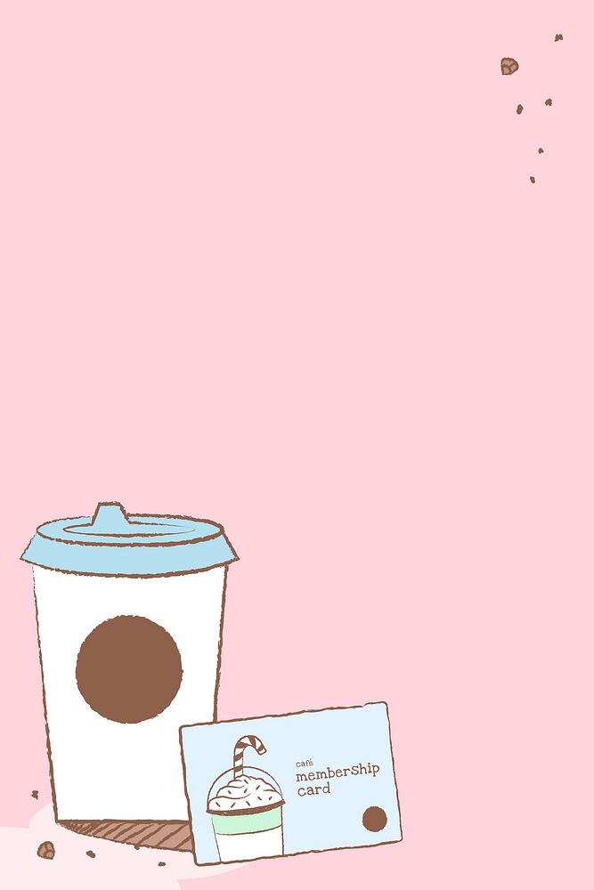 Cute coffee background, pink phone wallpaper psd