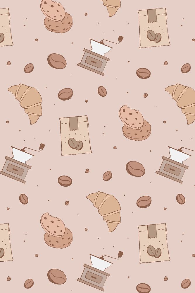 Cafe background, coffee and cake wallpaper vector