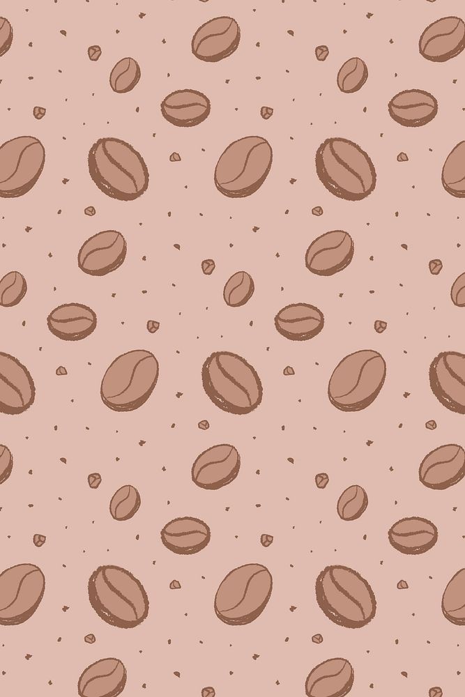 Coffee bean background, beige cafe wallpaper vector