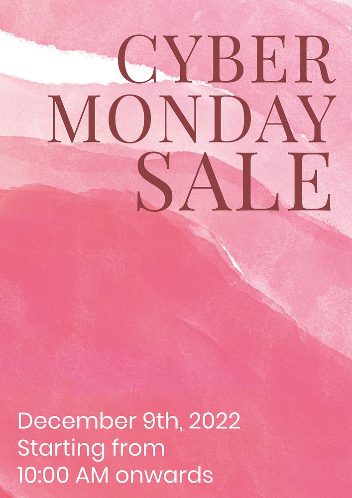 Watercolor promotion poster template abstract background with "Cyber Monday Sale" vector